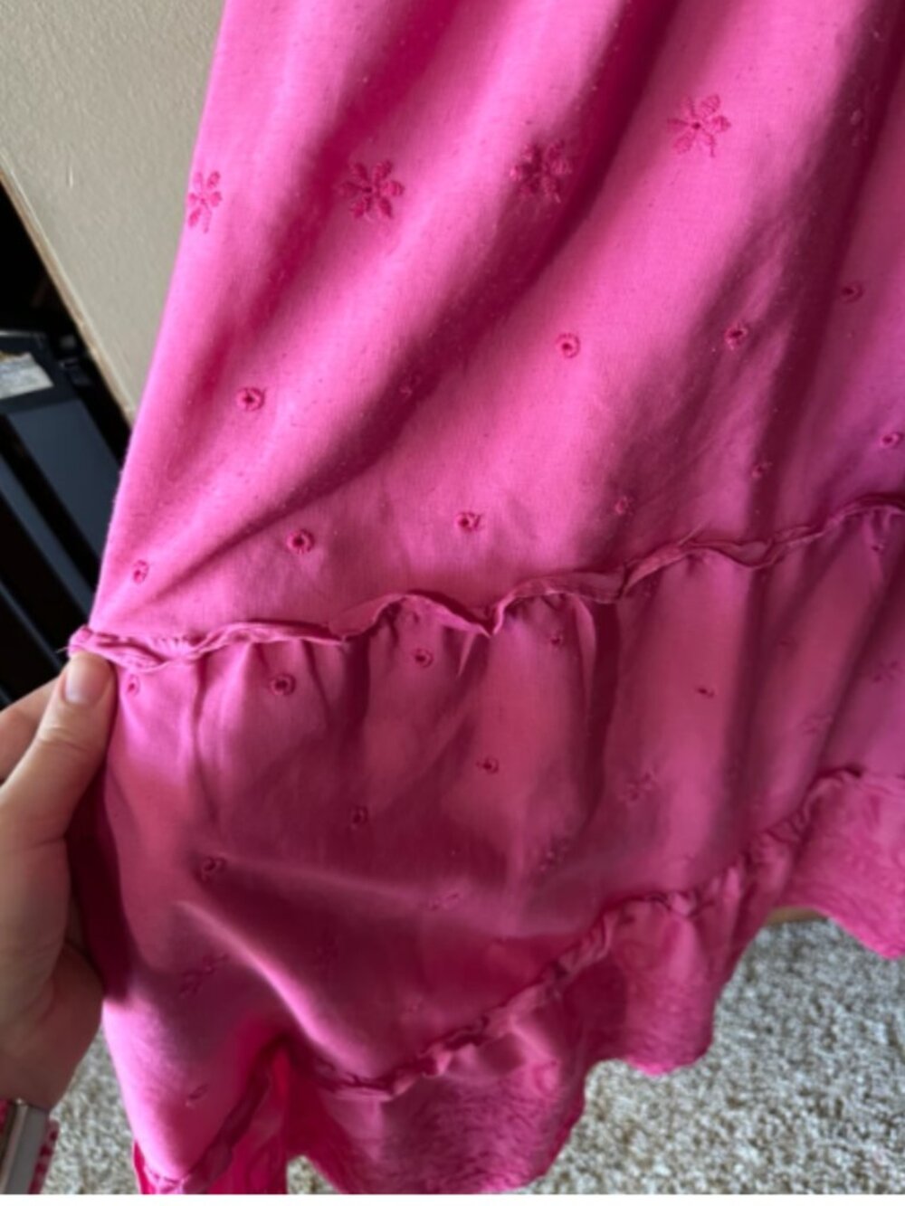 By the River Multi Tiered Pink Eyelet and Embroidered Dress - Picture 7 of 14